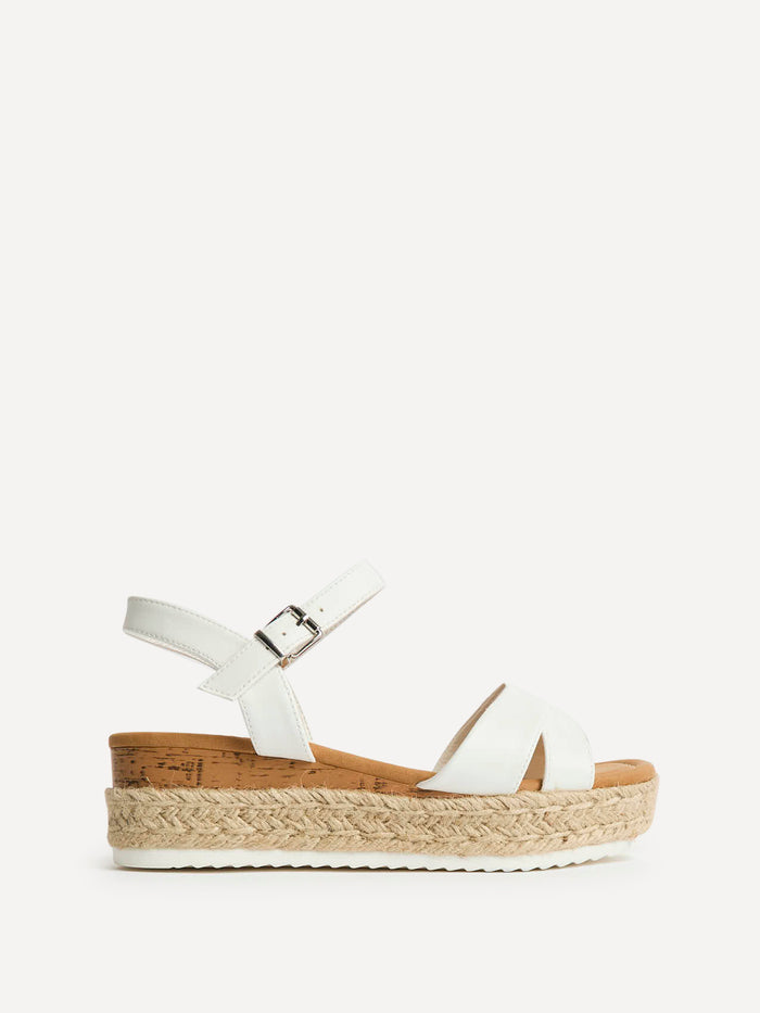 Sarelli Wide Fit White Flatform Sandals
