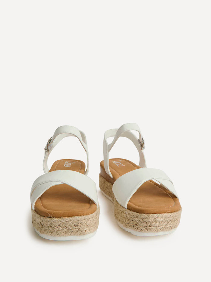 Sarelli Wide Fit White Flatform Sandals