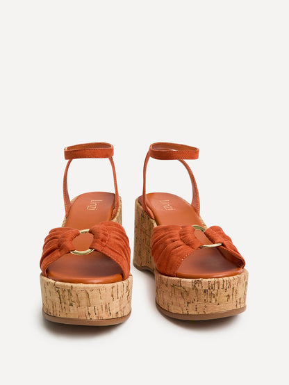 Saxon Rust Suede Wedge Sandals