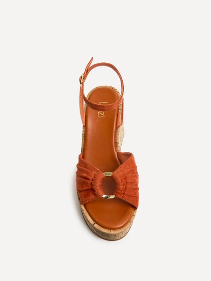 Saxon Rust Suede Wedge Sandals