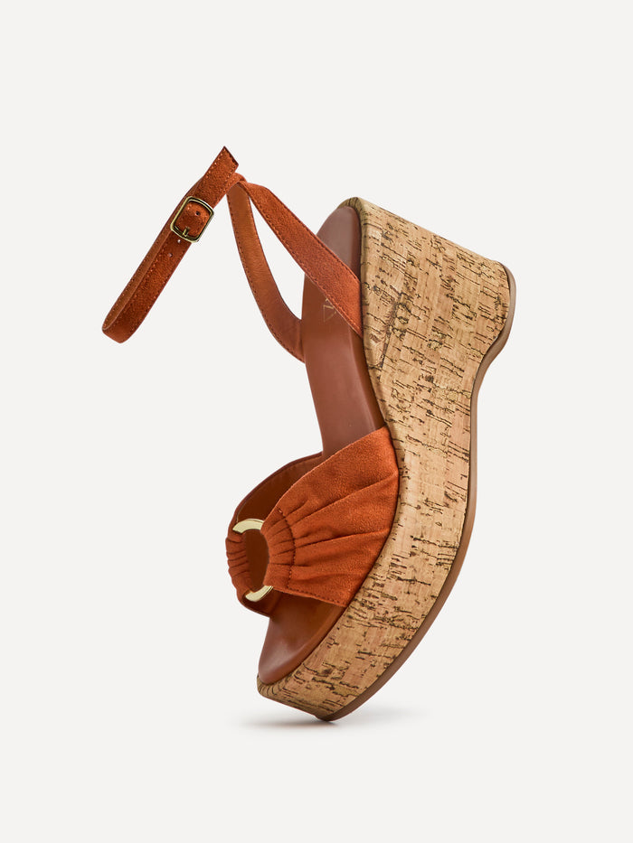 Saxon Rust Suede Wedge Sandals