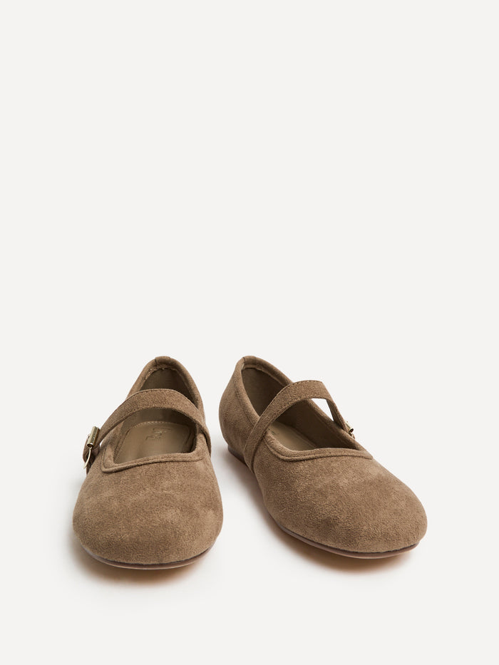 Schedule Mocha Faux Suede Ballet Flats