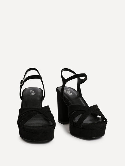 Selene Wide Fit Black Platform Heels