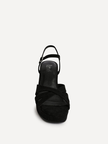 Selene Wide Fit Black Platform Heels