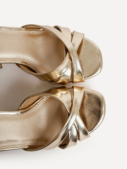 Selene Wide Fit Gold Platform Heels