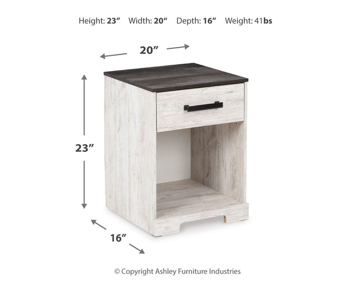 Shawburn - One Drawer Night Stand - Open Cubby - White / Black / Gray