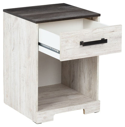 Shawburn - One Drawer Night Stand - Open Cubby - White / Black / Gray