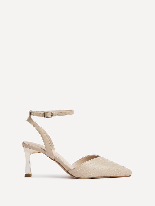 Siren Nude Faux Leather Quilted Court Heels