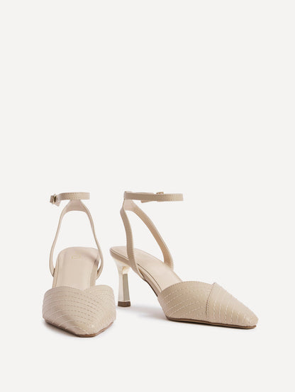 Siren Nude Faux Leather Quilted Court Heels
