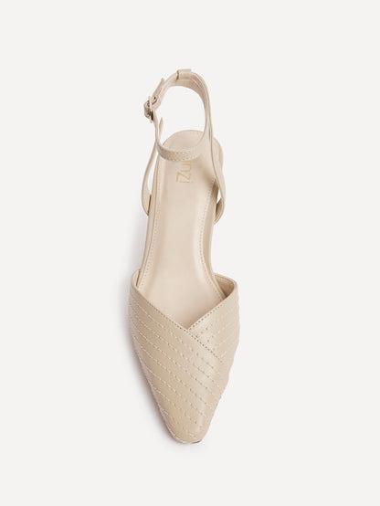 Siren Nude Faux Leather Quilted Court Heels