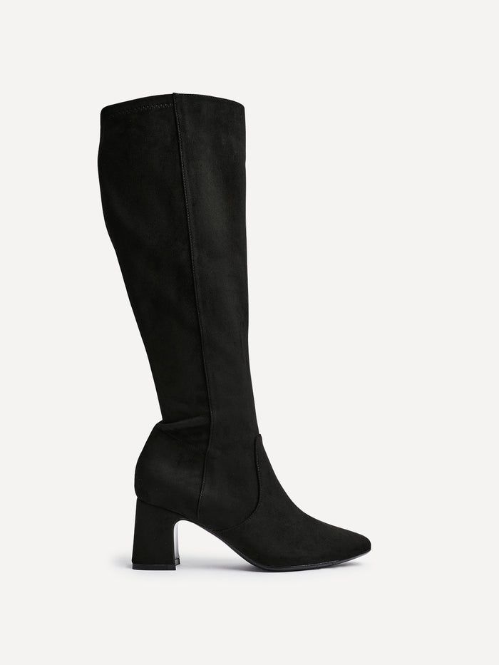 Slate Black Faux Suede Long Heeled Boots