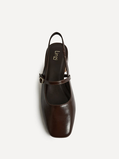 Society Brown Faux Leather Mary Jane Heels