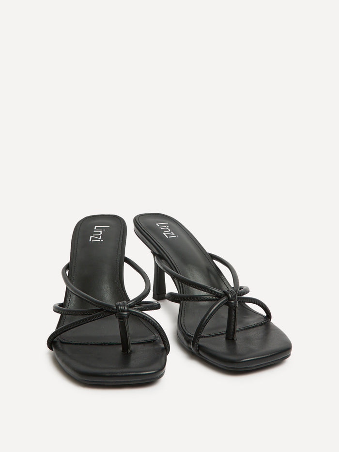 Solis Black Strappy Mule Heels