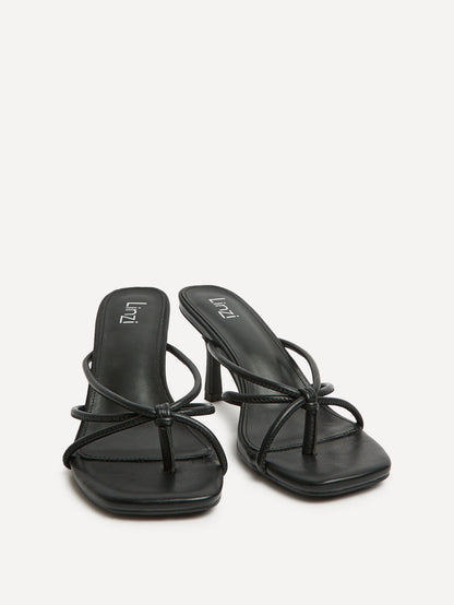 Solis Black Strappy Mule Heels
