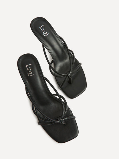 Solis Black Strappy Mule Heels