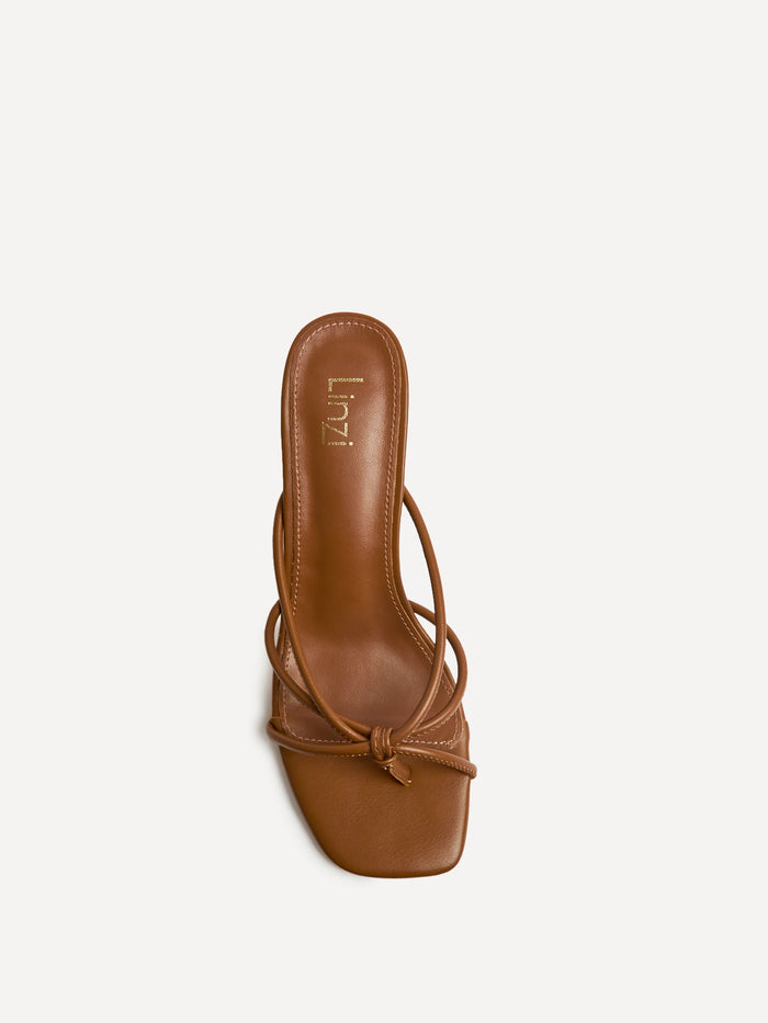 Solis Tan Strappy Mule Heels
