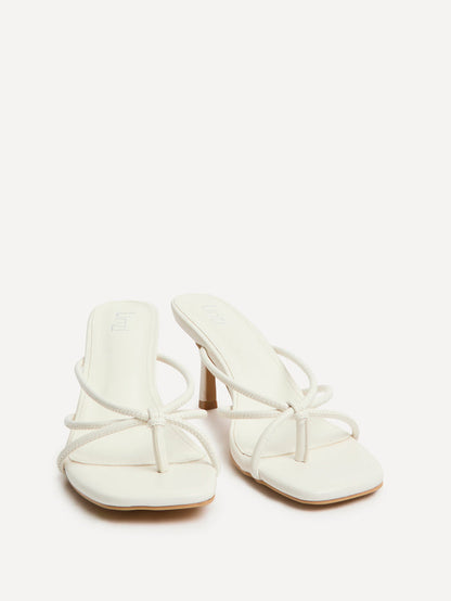 Solis White Strappy Mule Heels