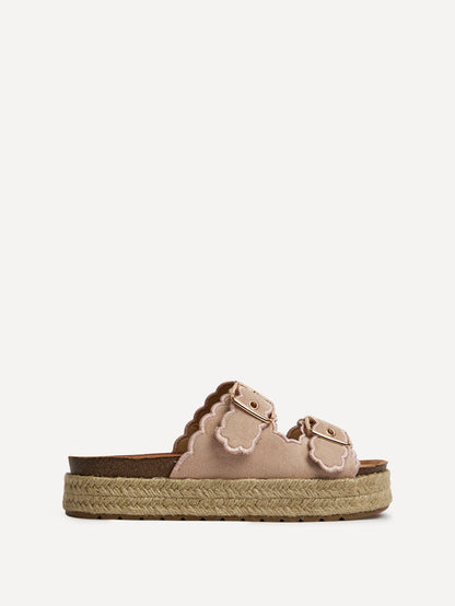 Sonnet Dusky Pink Double Buckle Flatform Sandals