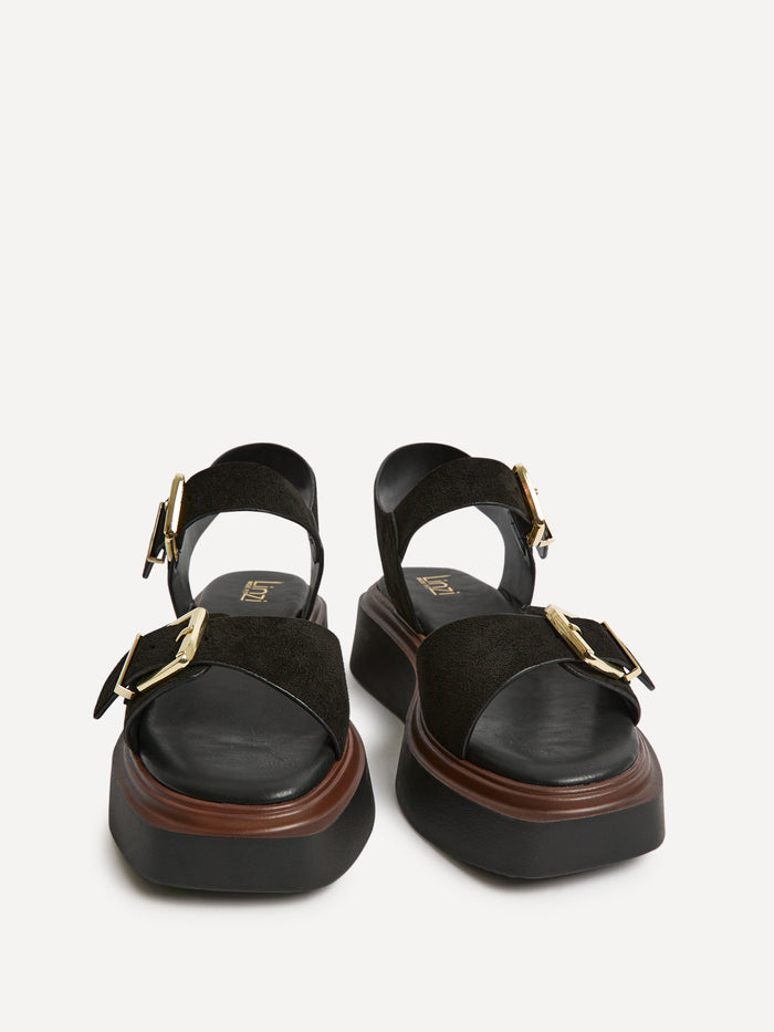 Source Wide Fit Black Flatform Sandals