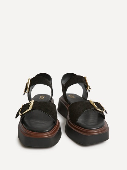 Source Wide Fit Black Flatform Sandals