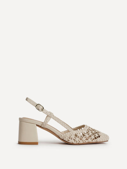 Spring Beige Handwoven Court Heels