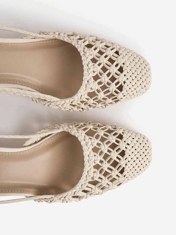 Spring Beige Handwoven Court Heels