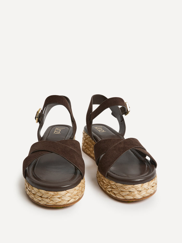 Spritz Wide Fit Brown Flatform Sandals