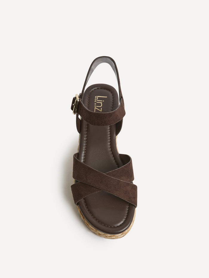 Spritz Wide Fit Brown Flatform Sandals