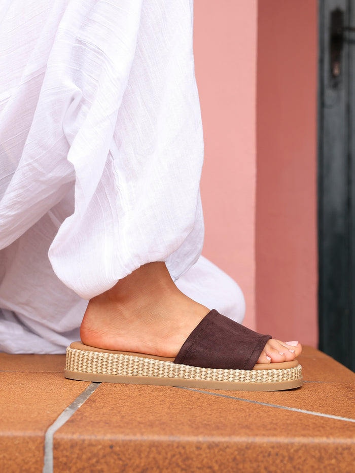 Stay Brown Flatform Mule Sandals