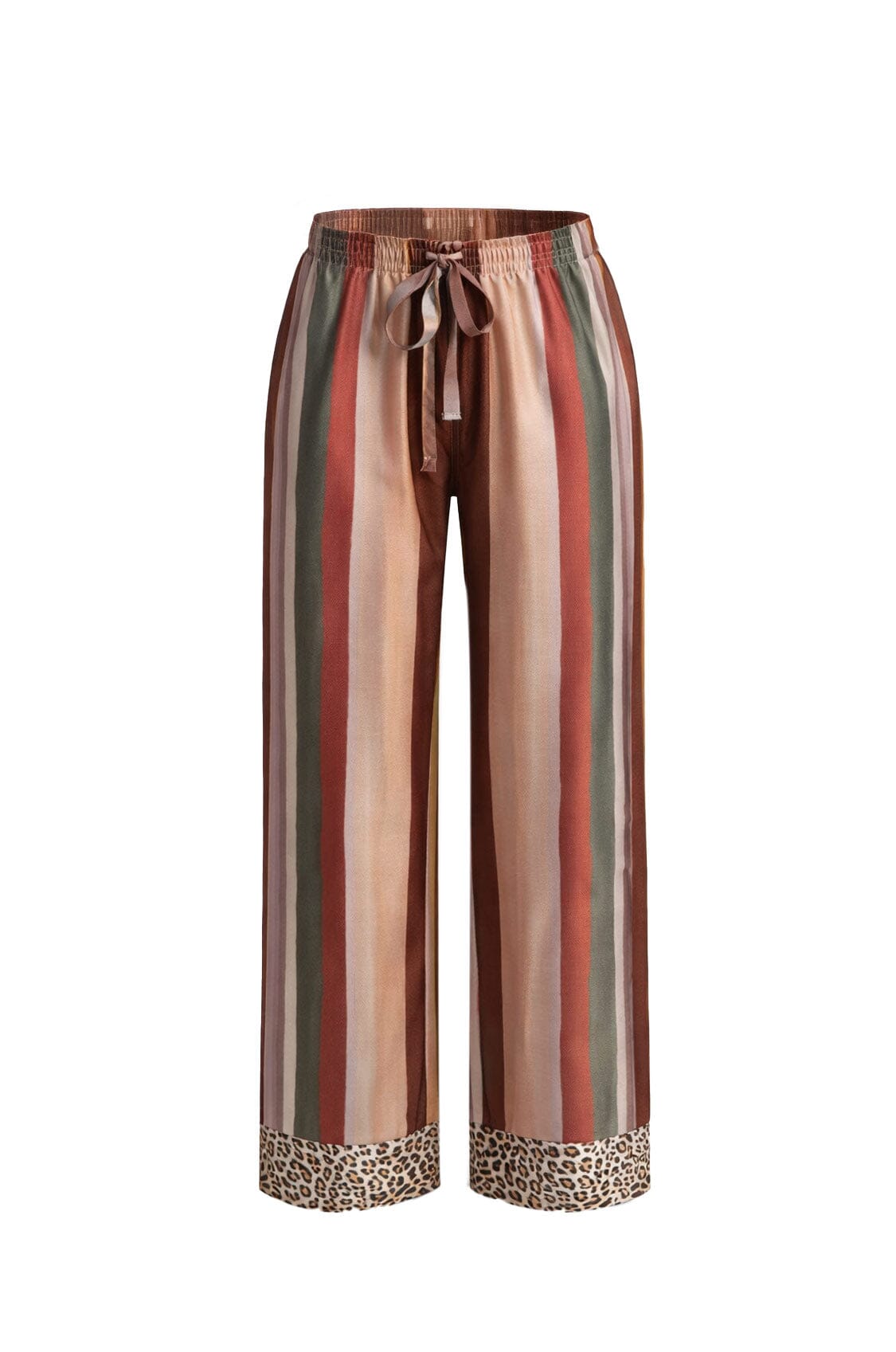 Stella Straight Leg Tie Striped Animal Print Pants