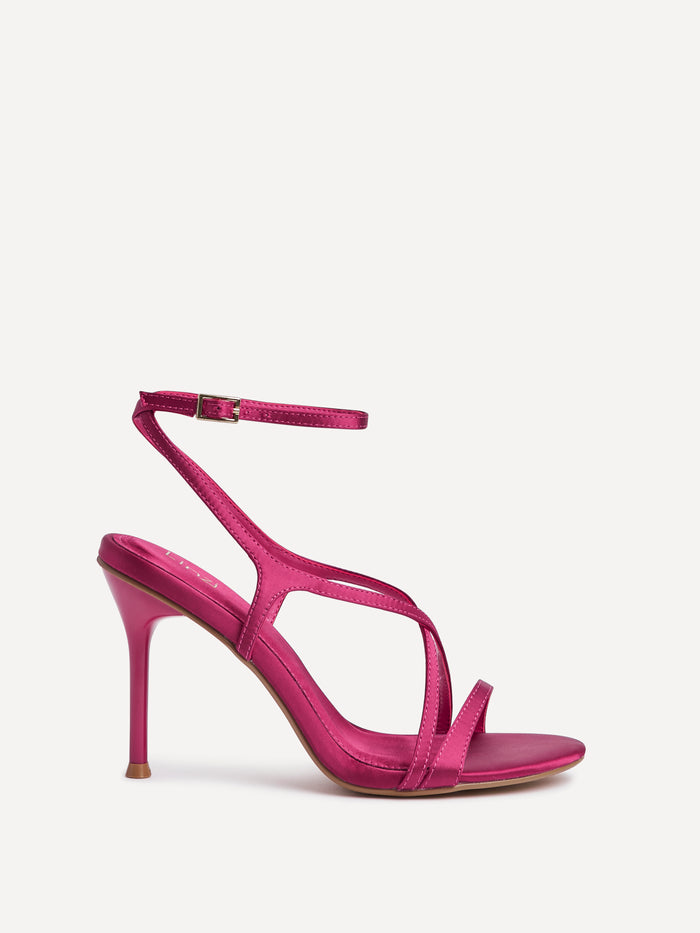 Taliya Fuchsia Satin Strappy Stiletto Heels