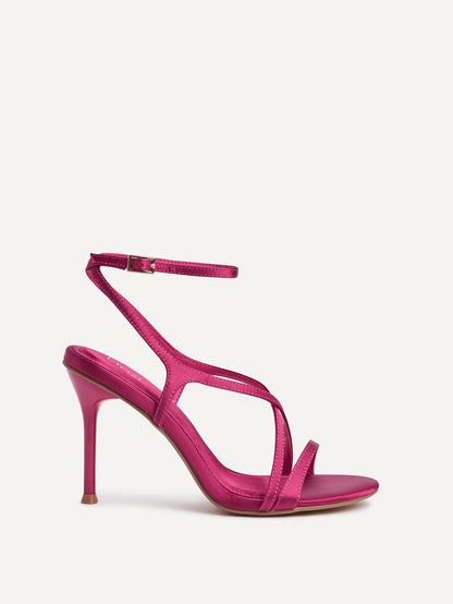 Taliya Fuchsia Satin Strappy Stiletto Heels