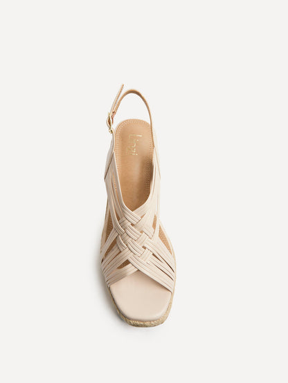 Tamed Nude Woven Espadrille Wedges