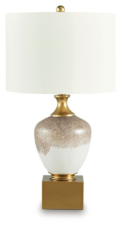Tavisburg - Glass Table Lamp - Brown / White / Gold