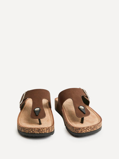 View Brown Soft Footbed Flat Sandals