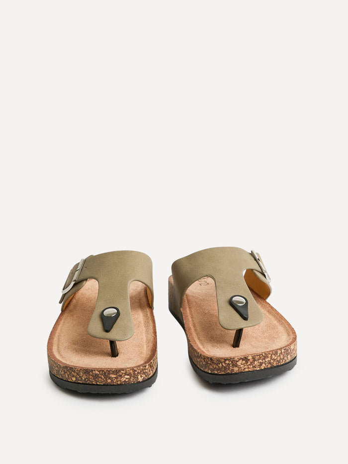 View Taupe Soft Footbed Flat Sandals