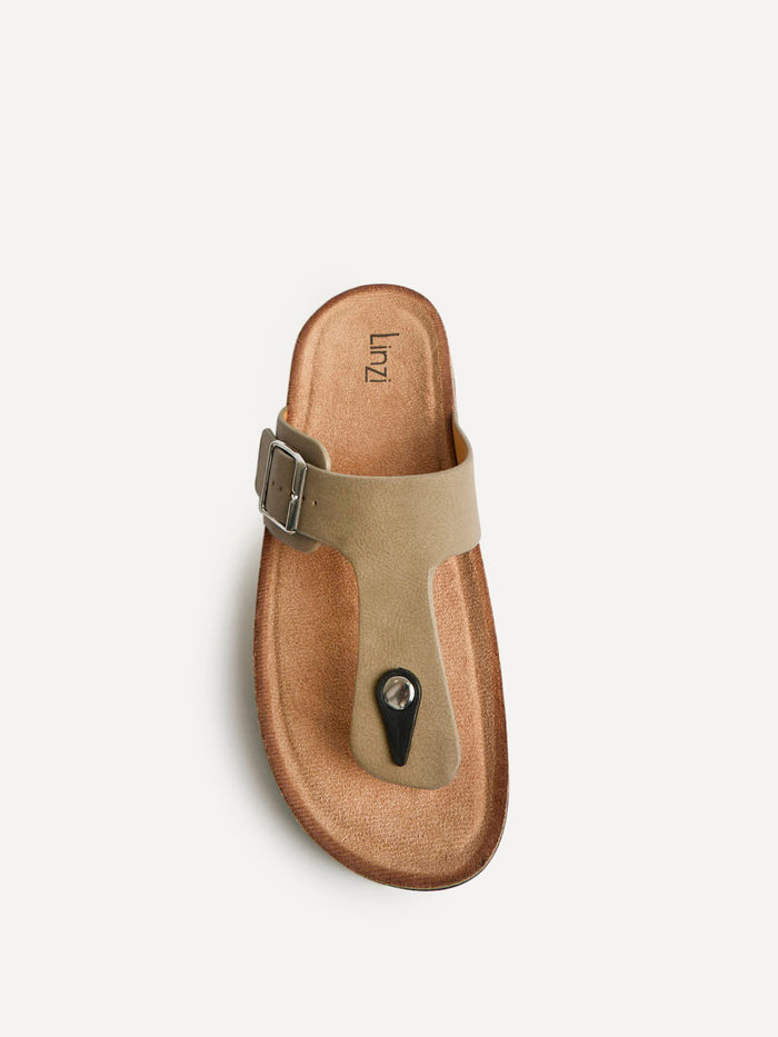 View Taupe Soft Footbed Flat Sandals