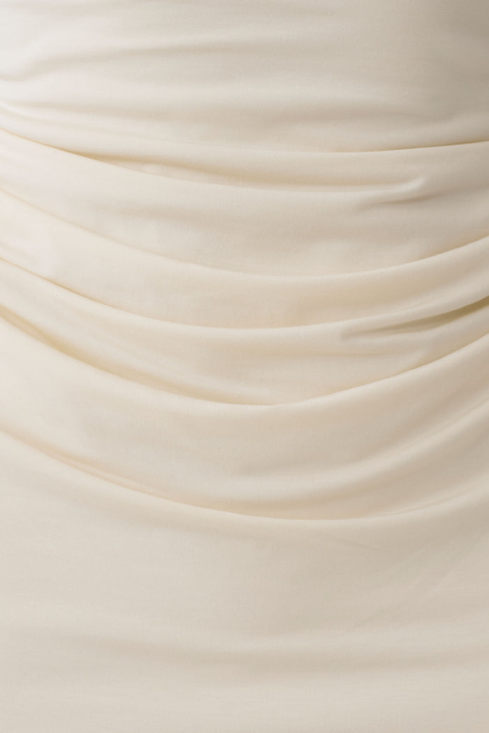 Vina Gathered Jersey Midi Dress - Ivory