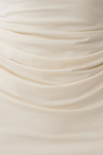 Vina Gathered Jersey Midi Dress - Ivory