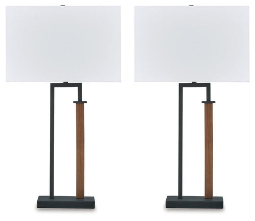 Voslen - Metal Table Lamp (Set of 2) - Black / Brown