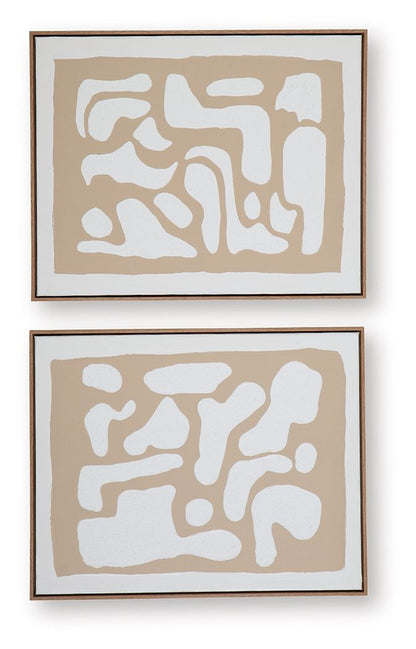 Waldett - Wall Art Set (Set of 2) - Beige / White