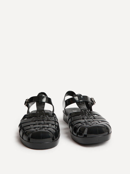 Wave Black Jelly Flat Sandals