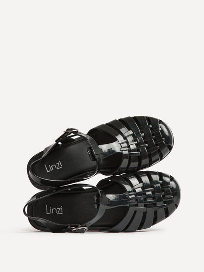 Wave Black Jelly Flat Sandals