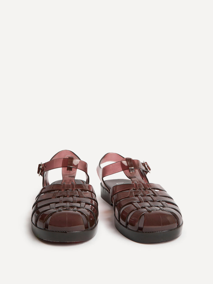 Wave Brown Jelly Flat Sandals
