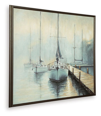 Worthney - Wall Art - Blue / White / Brown