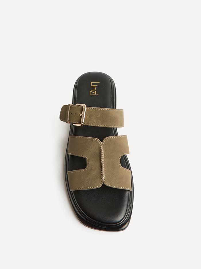 Zella Taupe Faux Suede Sandals