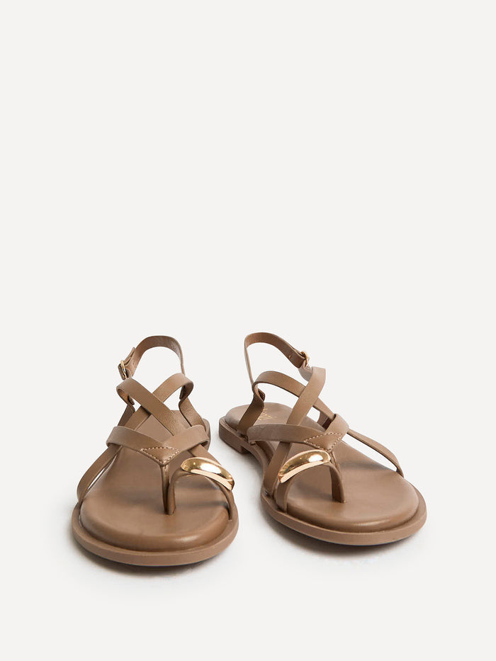 Zyra Mocha Toe Ring Flat Sandals
