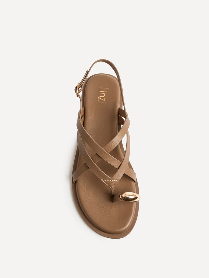Zyra Mocha Toe Ring Flat Sandals